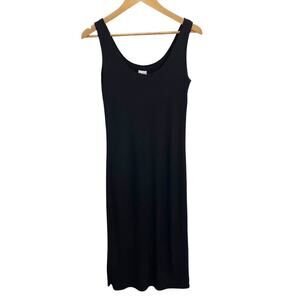 Hilary MacMillan Ribbed Sleeveless Midi Dress Scoop Neck Women's Small Black